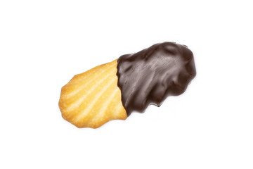 One whole lazy cookie with chocolate flatlay isolated on white background