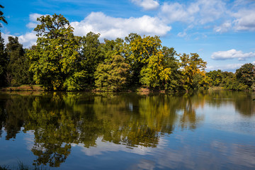 Lake and trees in Lednice castle park