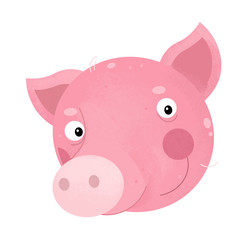 cartoon scene with pig body part on white background - illustration for children