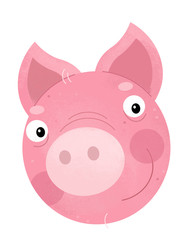 cartoon scene with pig body part on white background - illustration for children