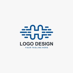 Digital electric and letter H logo design vector