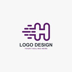 Digital electric and letter H logo design vector