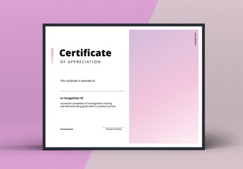 Award Certificate Layout with Pink Gradient Element