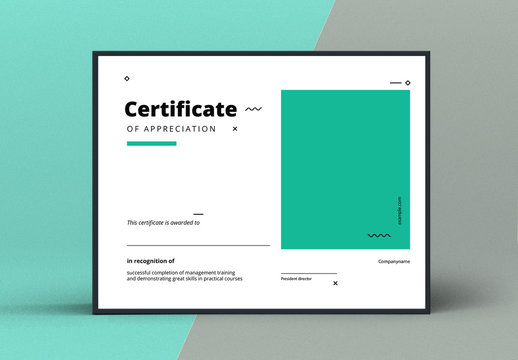Award Certificate Layout with Green Accents