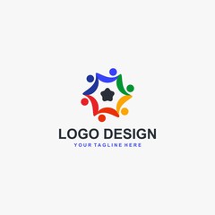 Unity charity group logo design vector.
