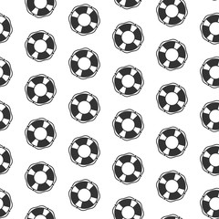 Seamless pattern with lifebuoy vector icons