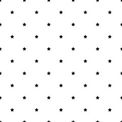 The seamless pattern with black stars on a white background. Vector.