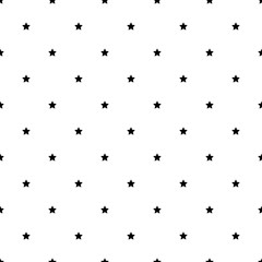 The seamless pattern with black stars on a white background. Vector.