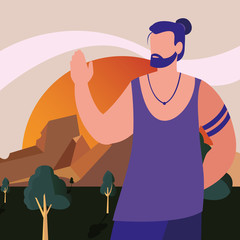 landscape nature with man