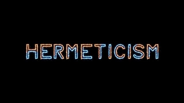 Hermeticism - fire and ice outline glowing text on transparent background