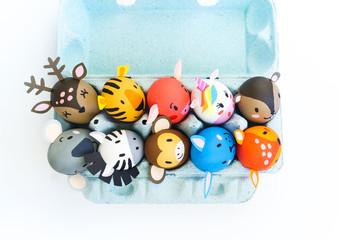 Fototapeta premium Easter holiday concept with cute handmade eggs