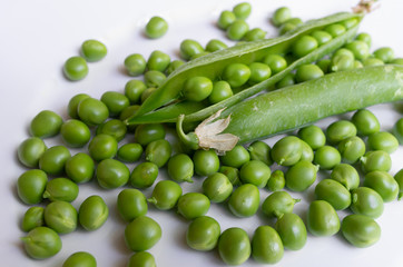Peas background and pod.