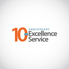 10 Year Anniversary Excellence Service Vector Template Design Illustration
