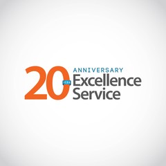 20 Year Anniversary Excellence Service Vector Template Design Illustration