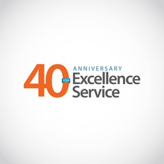 40 Year Anniversary Excellence Service Vector Template Design Illustration