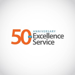 50 Year Anniversary Excellence Service Vector Template Design Illustration
