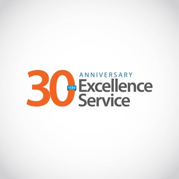 30 Year Anniversary Excellence Service Vector Template Design Illustration