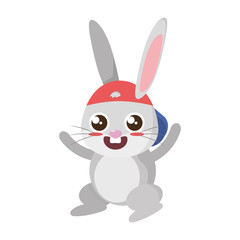 beautiful rabbit with cap easter character