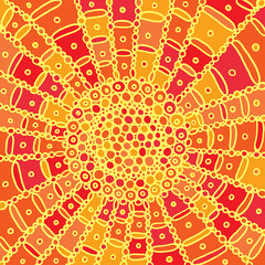 Colorful sun mandala. Doodle cartoon background art. Vector artwork
