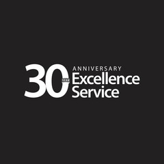 30 Year Anniversary Excellence Service Vector Template Design Illustration