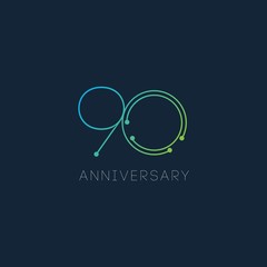 90 Year Anniversary Vector Template Design Illustration