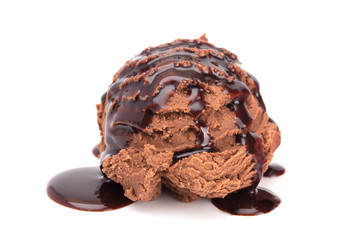 Scoop of Chocolate Ice Cream with Chocolate Sauce