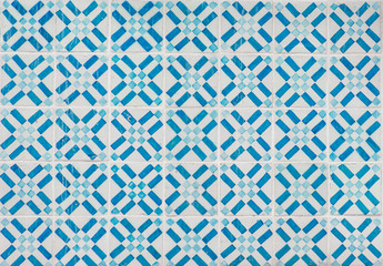 Ornate brightly colored Portugese tile texture in blue and white - 255274925