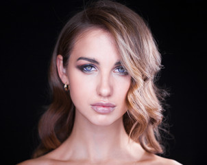 Fototapeta premium Closeup portrait of beautiful model with long blond hair