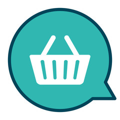 speech bubble with shopping basket