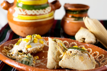 Tamal de pollo con crema