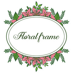 Obraz premium Vector illustration white background with pink floral frame