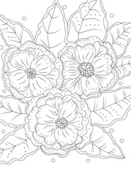 Coloring book for adults and children in black and white, vector illustration