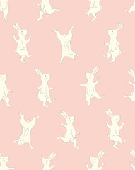 Collection of Easter Bunny characters from different poses. Happy running and dancing bunnies. Seamless pattern