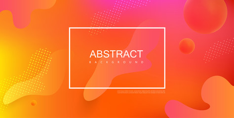 Orange gradient background with frame and abstract pattern.