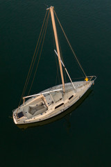 Yacht on water from above