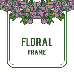 Vector illustration template with purple floral frame