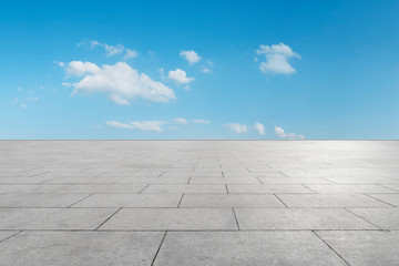 Empty square tiles and beautiful sky scenery