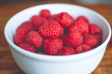 raspberries in a bowl