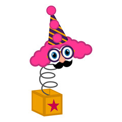 Joke box with a clown. April fool day. Vector illustration design