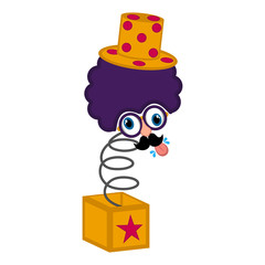 Joke box with a clown. April fool day. Vector illustration design