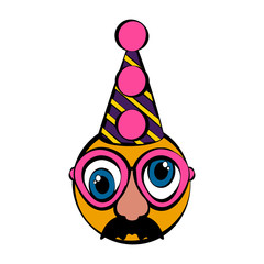 Isolated funny disguise mask. April fool day. Vector illustration design