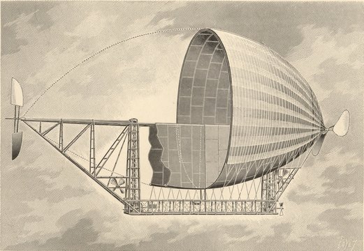 Esquema em corte do dirig&iacute;vel Pax, publicado na revista francesa La Nature de 24 de maio de 1902 e assinado por Poyet