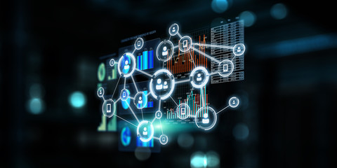 Media technologies for connection. 3d rendering