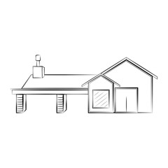 Isolated sketch of a modern house. Vector illustration design