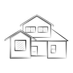 Isolated sketch of a modern house. Vector illustration design
