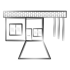 Isolated sketch of a modern house. Vector illustration design