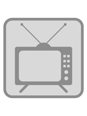 button fernseher tv bildschirm sehen schauen gucken video alt retro antennen röhrenfernseher pictogramm logo design programm