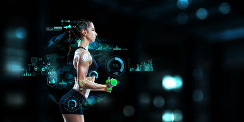 Obraz na płótnie Canvas Technologies for sports. Mixed media