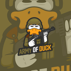 Fototapeta na wymiar Army soldier of duck in world war germany uniform style for e-sport gaming gamer logo illustration