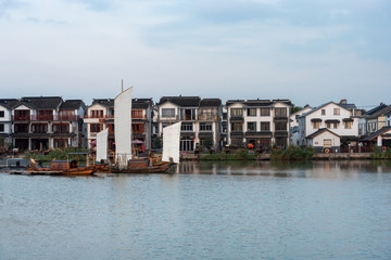 The sailboat on the  Zhouzhuang Ancient Town